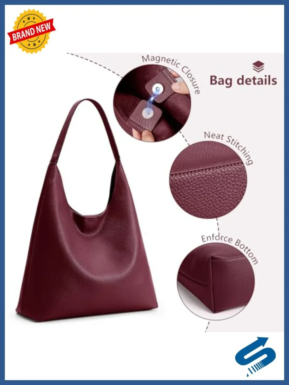 Slouchy Hobo Bag Vegan Leather Suede Tote Shoulder Bag Weekender